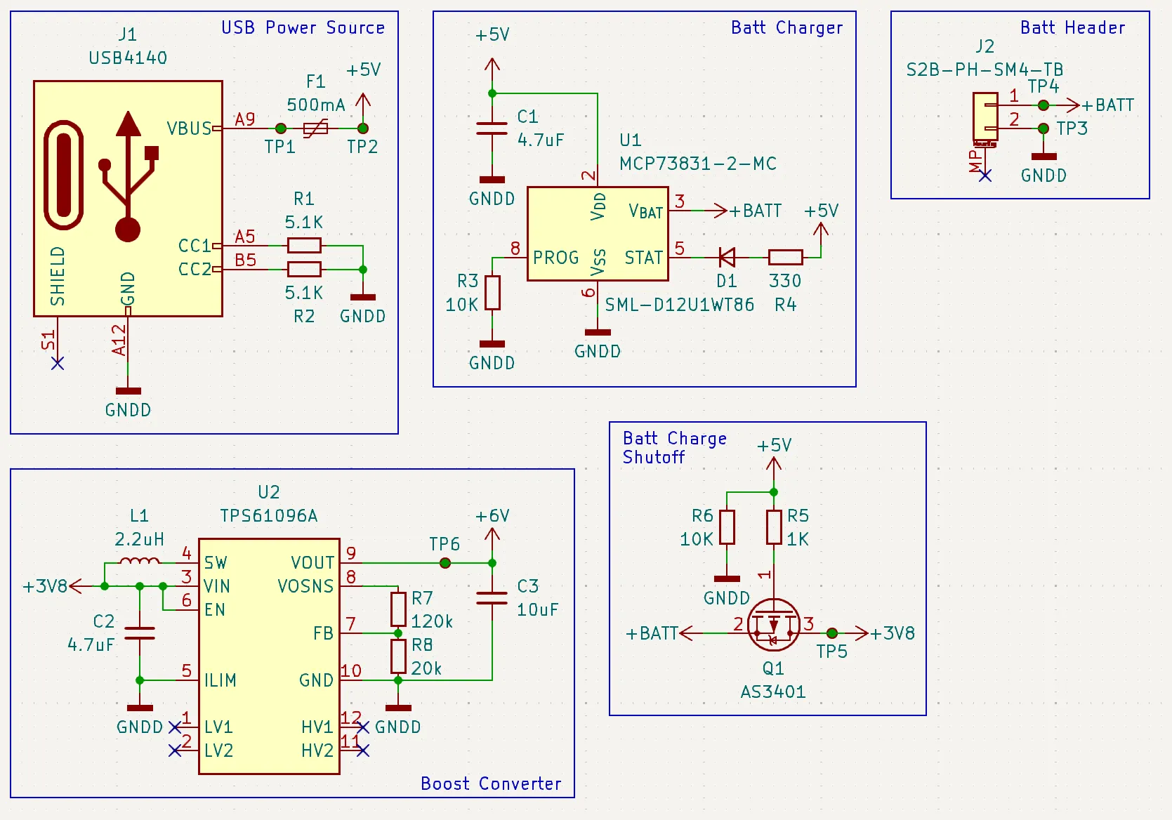 Battery Charge and Boost Schematic